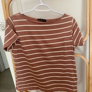 Boxy Pink Short Sleeve Striped Tee